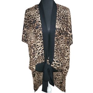 g accessories animal print hi-low tie up cardigan Size OS